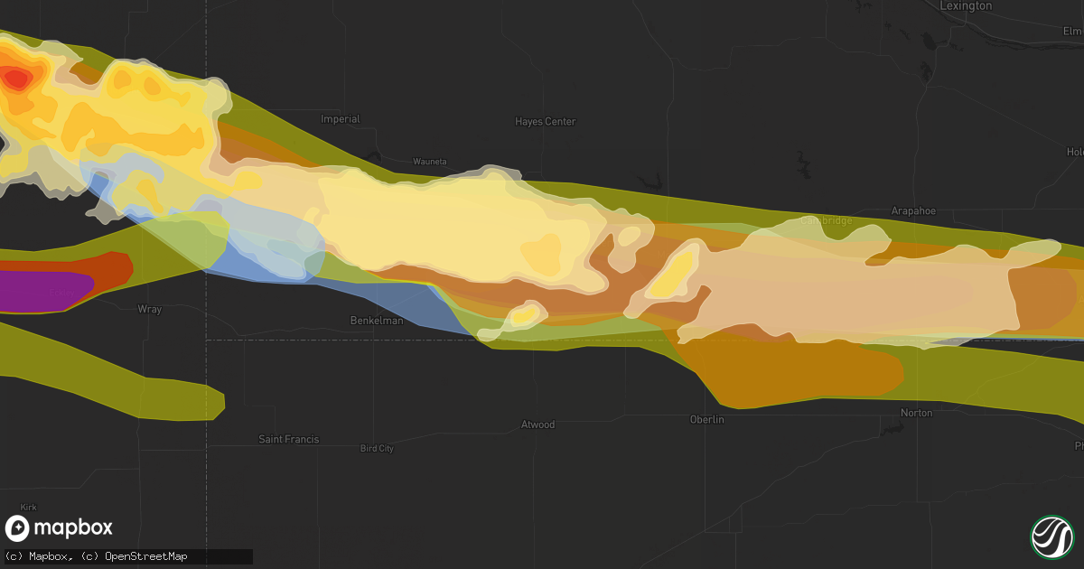 Hail map in Trenton, NE on June 28, 2023