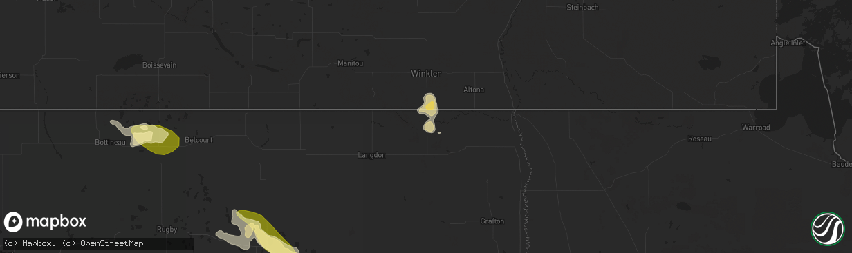 Hail map in Walhalla, ND on June 28, 2023