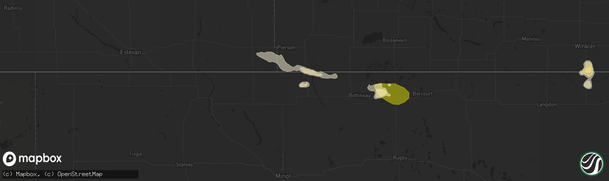 Hail map in Westhope, ND on June 28, 2023