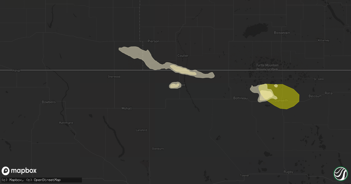 Hail map in Westhope, ND on June 28, 2023