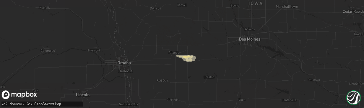 Hail map in Wiota, IA on June 28, 2023