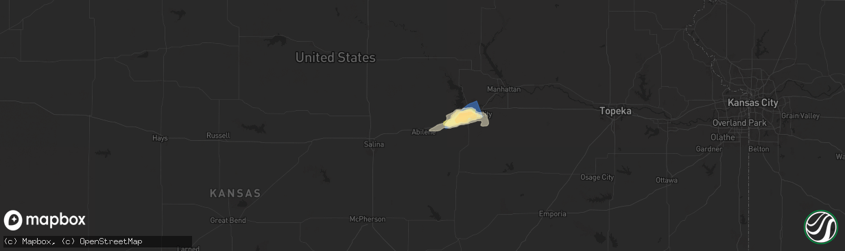 Hail map in Abilene, KS on June 28, 2024