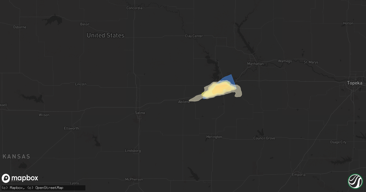 Hail map in Abilene, KS on June 28, 2024