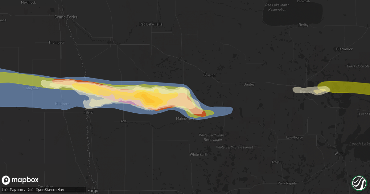 Hail map in Bejou, MN on June 28, 2024