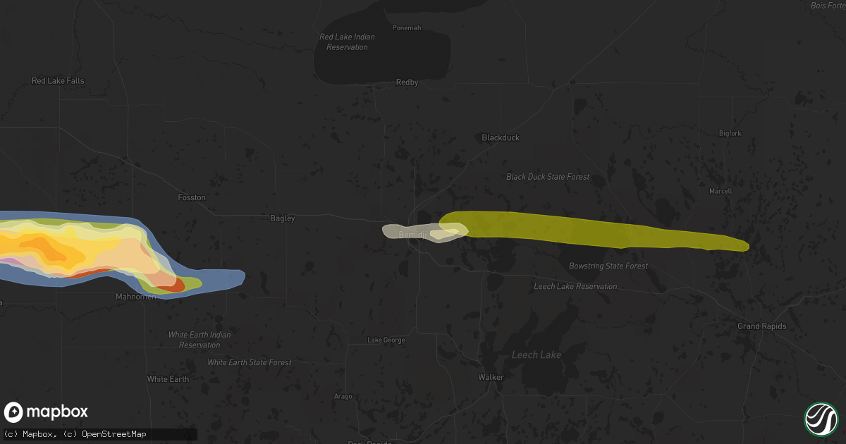 Hail map in Bemidji, MN on June 28, 2024