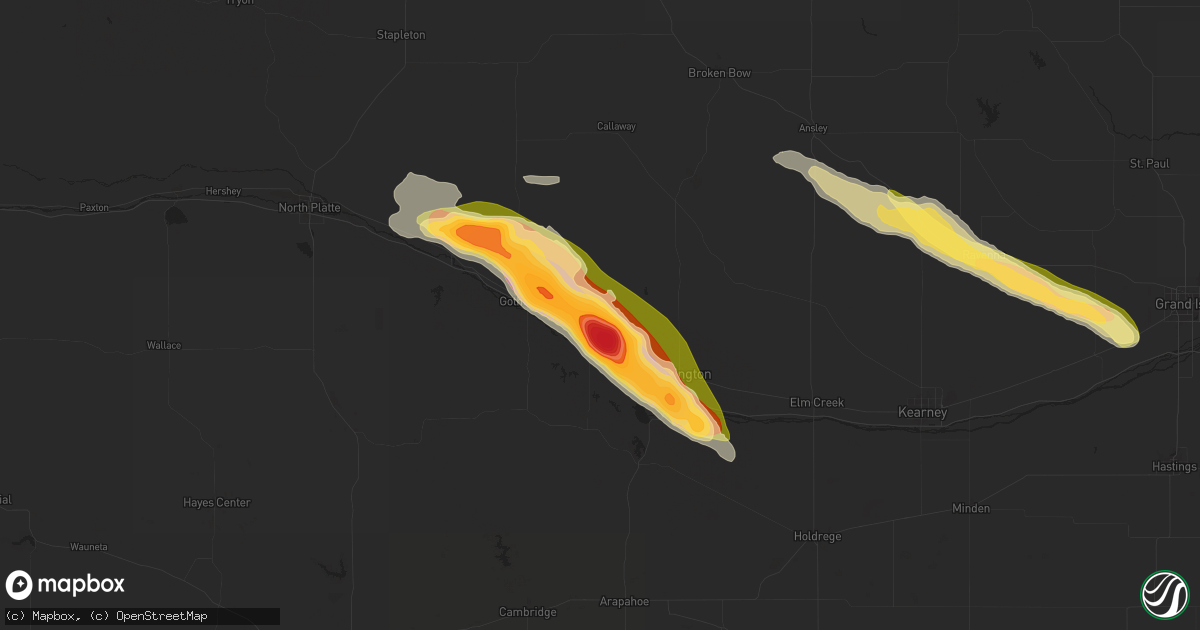 Hail map in Cozad, NE on June 28, 2024