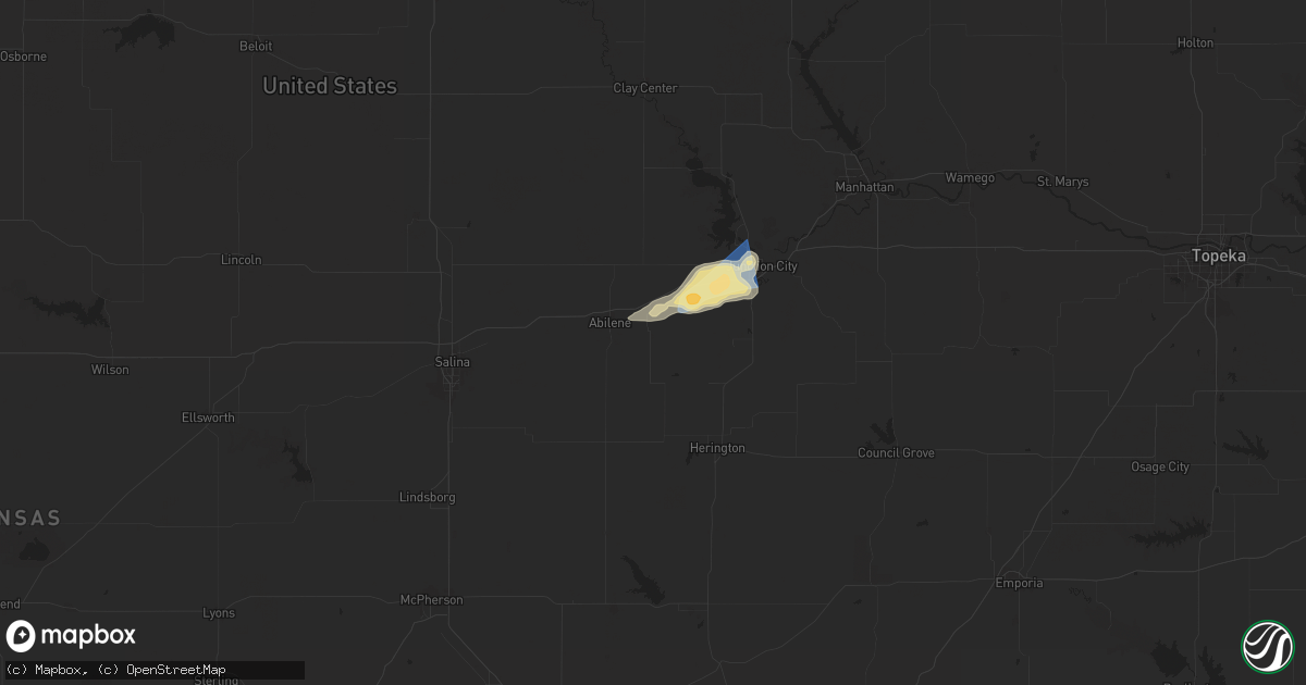 Hail map in Enterprise, KS on June 28, 2024
