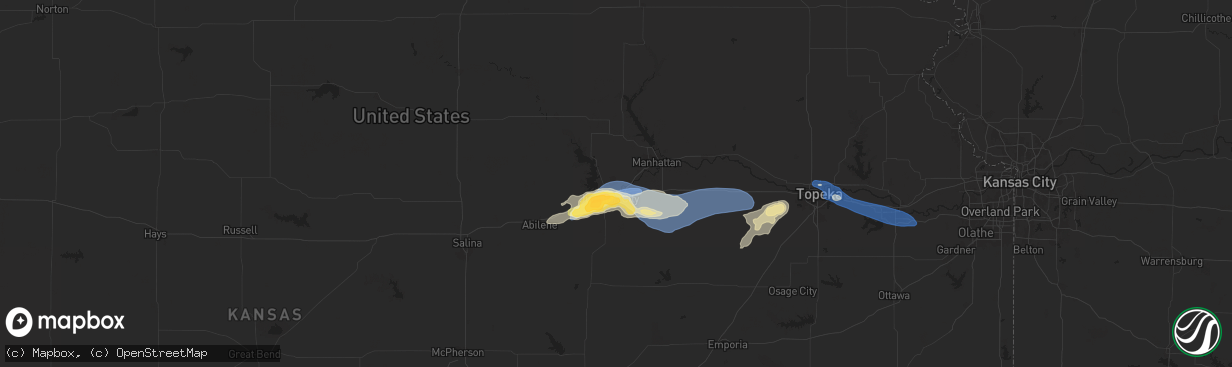 Hail map in Fort Riley, KS on June 28, 2024