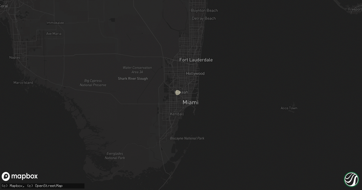 Hail map in Hialeah, FL on June 28, 2024