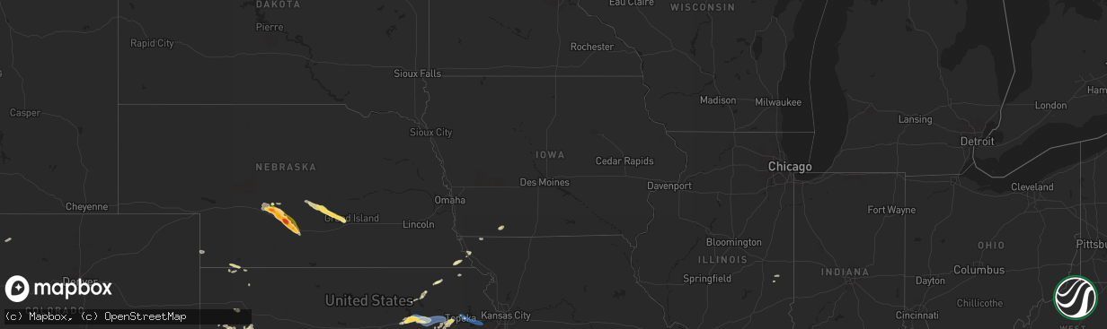Hail map in Iowa on June 28, 2024