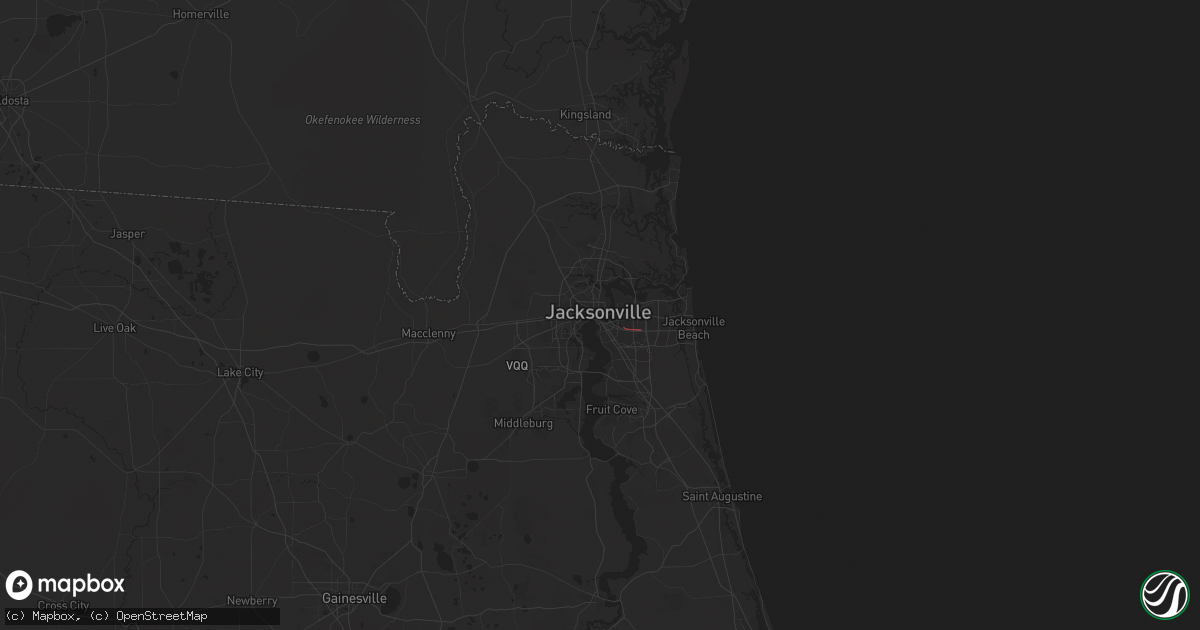 Hail map in Jacksonville, FL on June 28, 2024