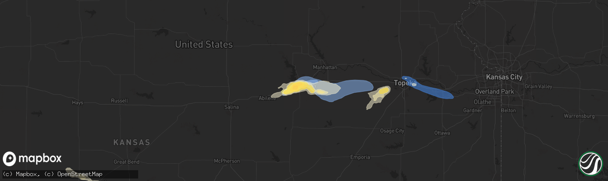 Hail map in Junction City, KS on June 28, 2024
