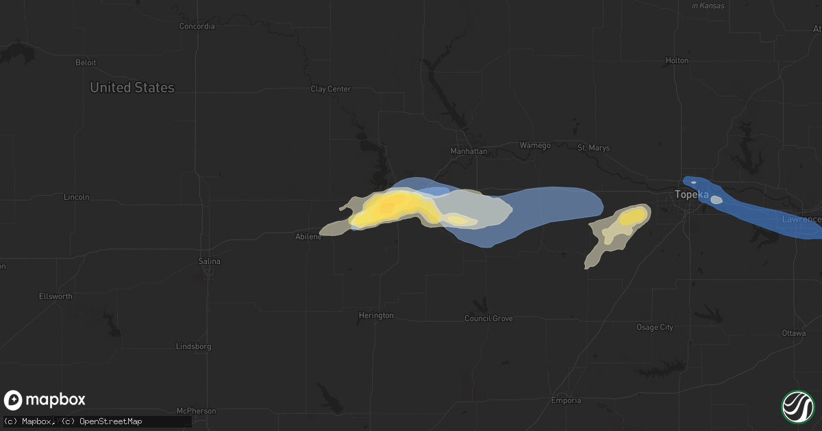 Hail map in Junction City, KS on June 28, 2024