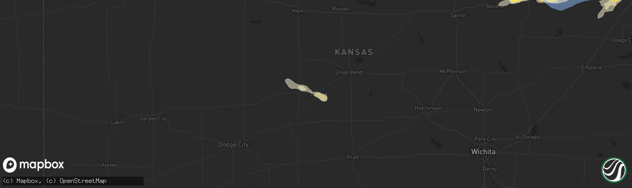 Hail map in Larned, KS on June 28, 2024