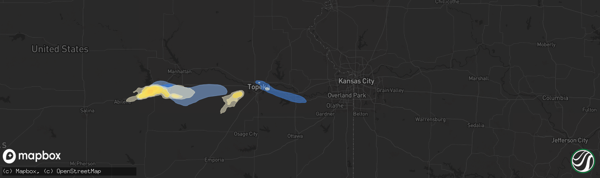 Hail map in Lawrence, KS on June 28, 2024