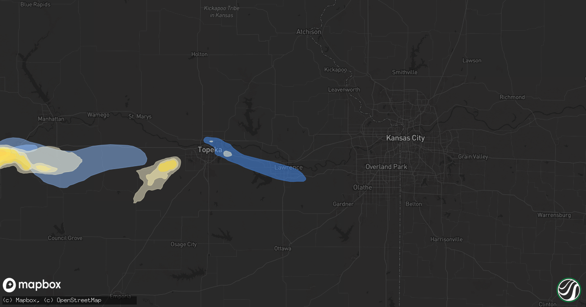Hail map in Lawrence, KS on June 28, 2024