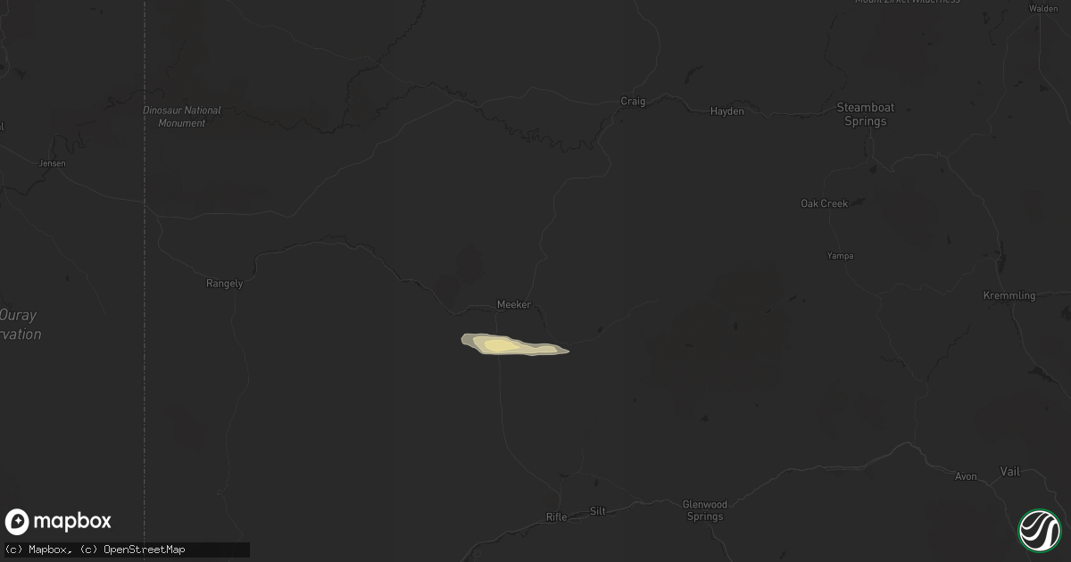 Hail map in Meeker, CO on June 28, 2024