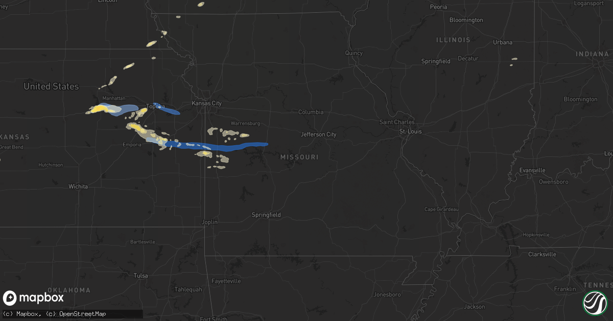 Hail map in Missouri on June 28, 2024