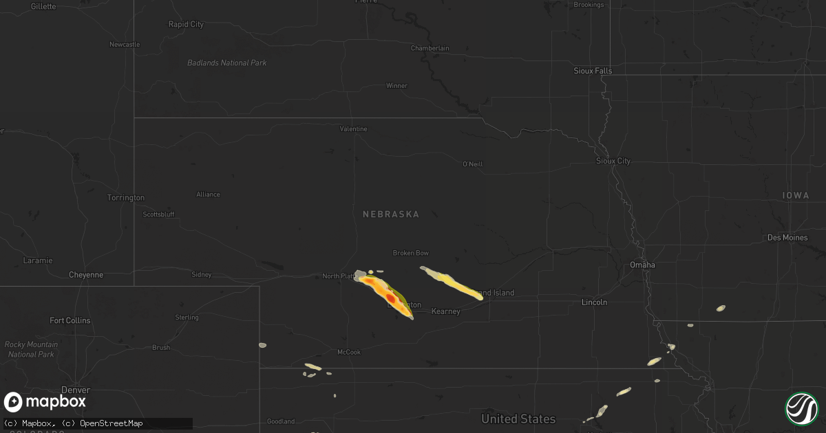 Hail map in Nebraska on June 28, 2024