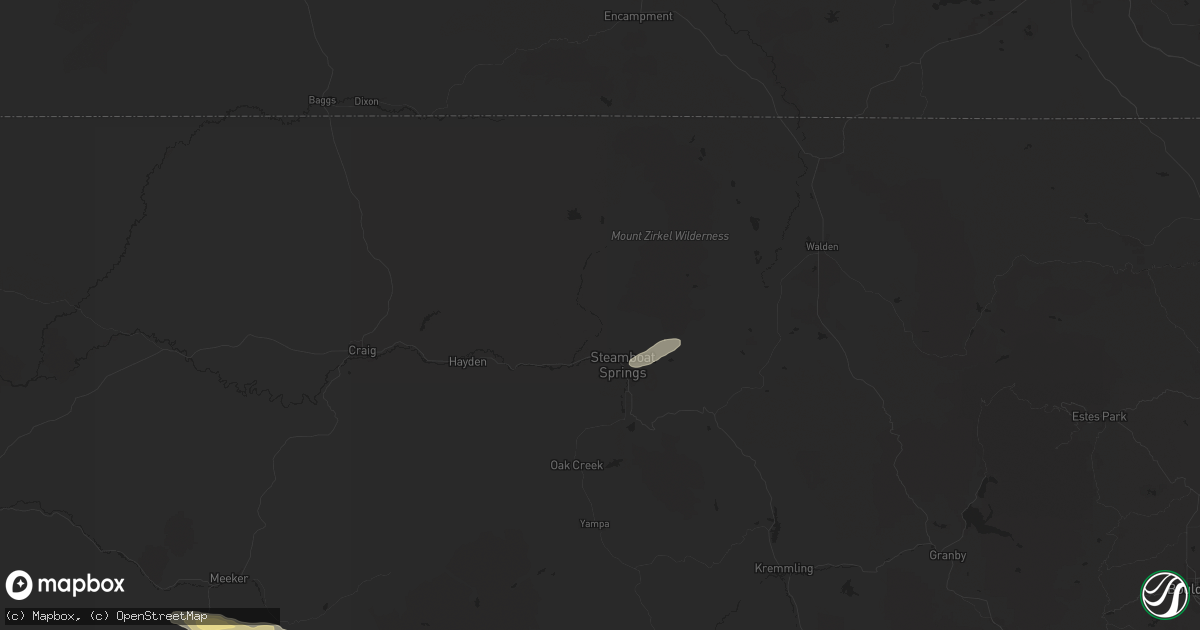 Hail map in Steamboat Springs, CO on June 28, 2024