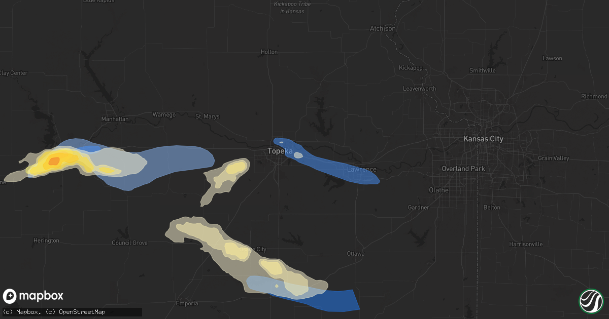Hail map in Tecumseh, KS on June 28, 2024