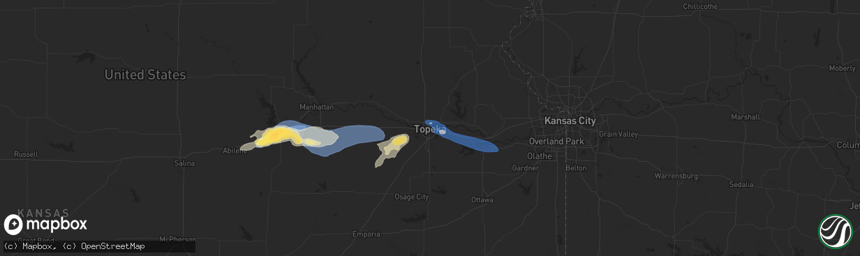 Hail map in Topeka, KS on June 28, 2024