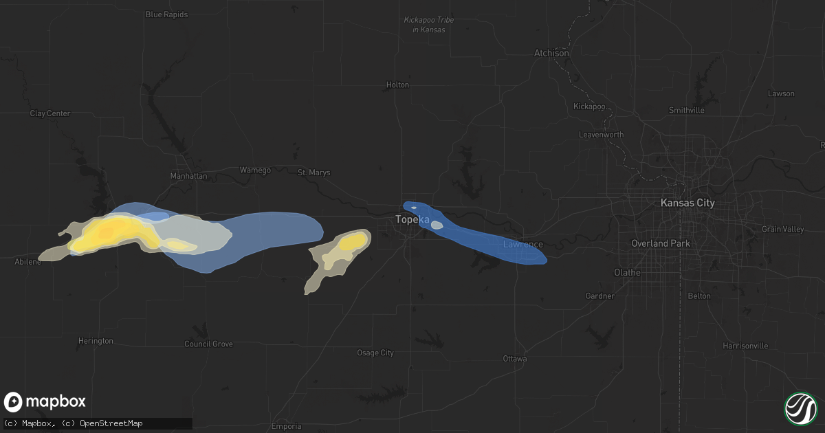 Hail map in Topeka, KS on June 28, 2024