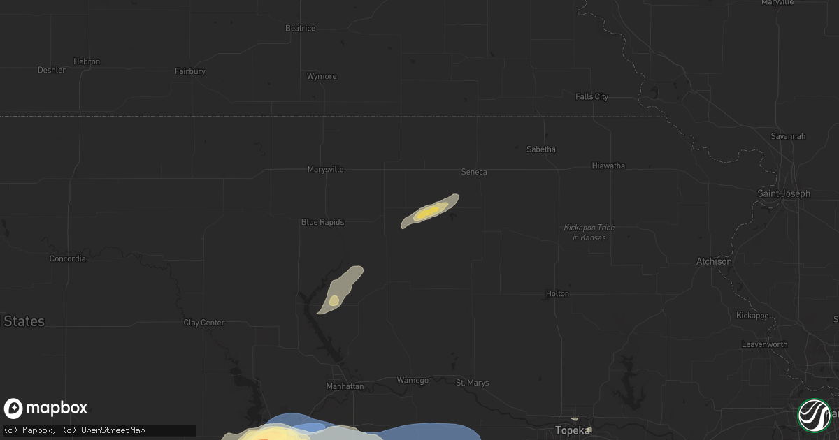 Hail map in Vermillion, KS on June 28, 2024