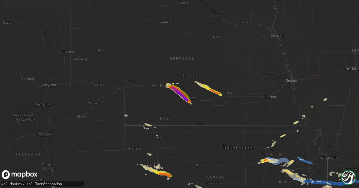 Hail map on June 28, 2024