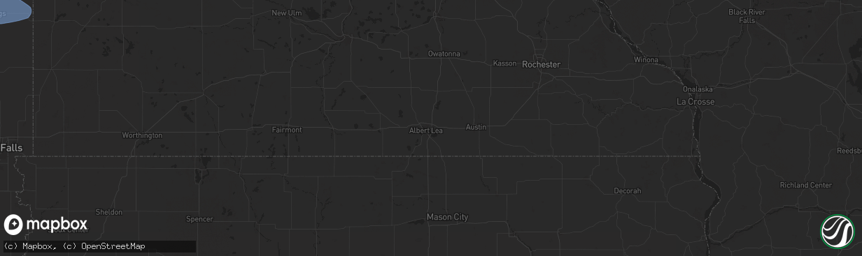 Hail map in Albert Lea, MN on June 28, 2025