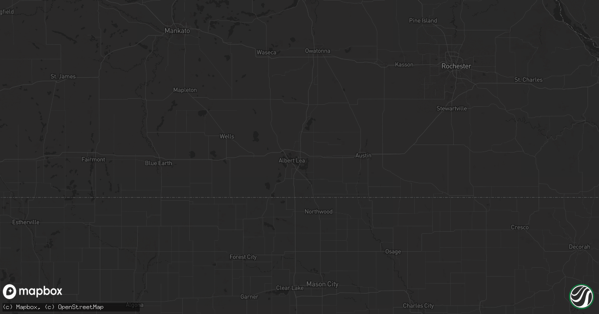 Hail map in Albert Lea, MN on June 28, 2025