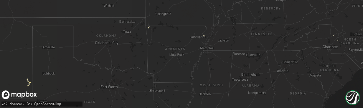 Hail map in Arkansas on June 28, 2025