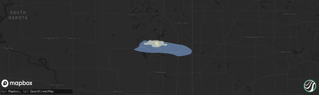 Hail map in Arlington, SD on June 28, 2025