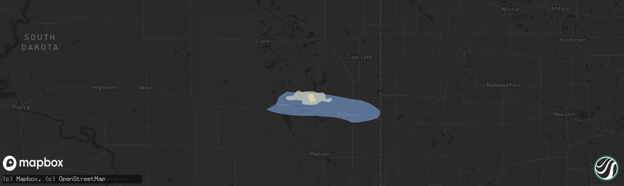 Hail map in Badger, SD on June 28, 2025