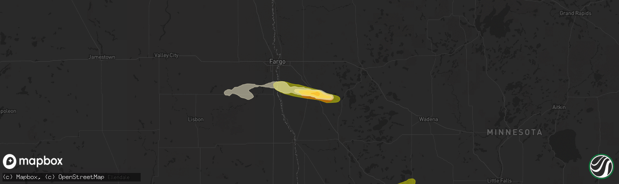 Hail map in Barnesville, MN on June 28, 2025