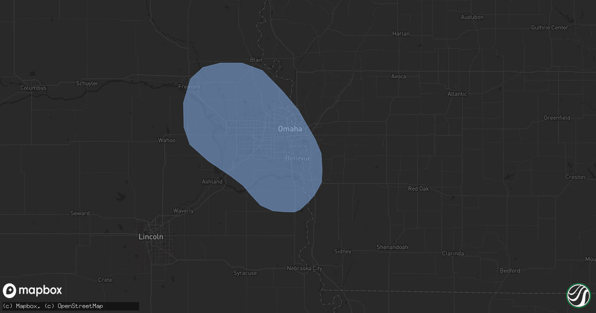 Hail map in Bellevue, NE on June 28, 2025
