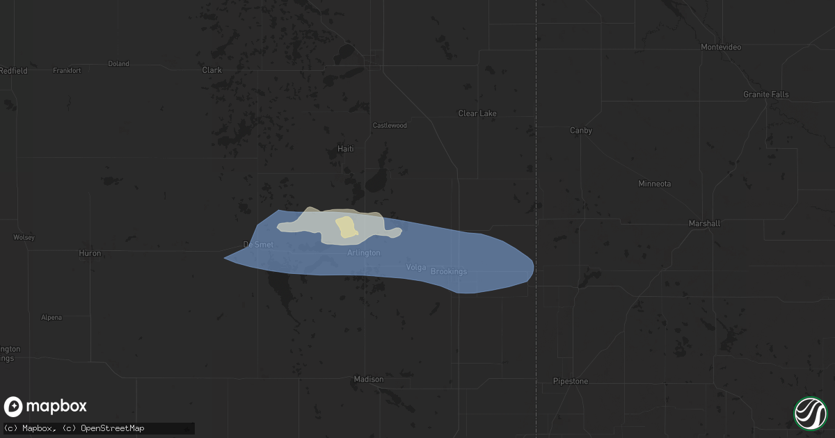 Hail map in Bruce, SD on June 28, 2025