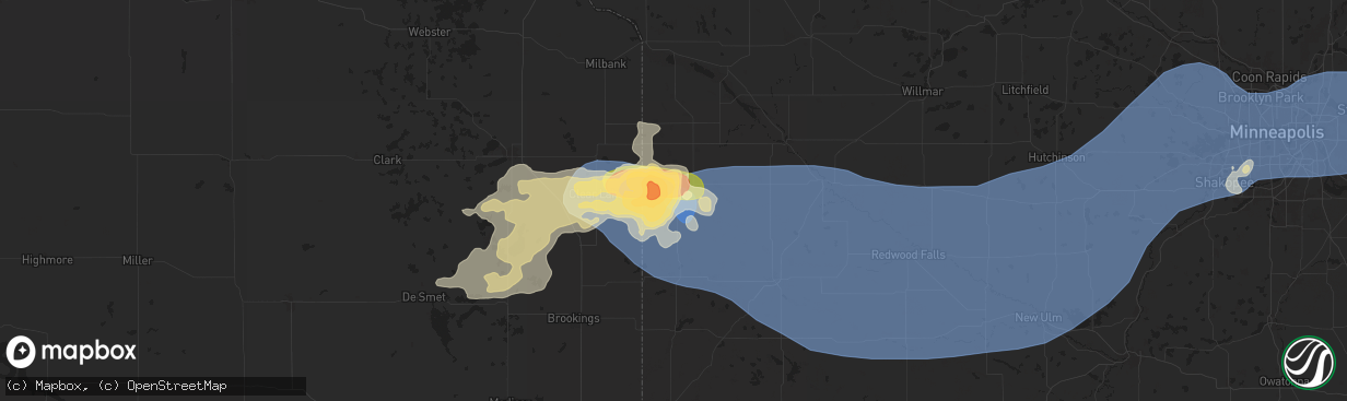 Hail map in Canby, MN on June 28, 2025