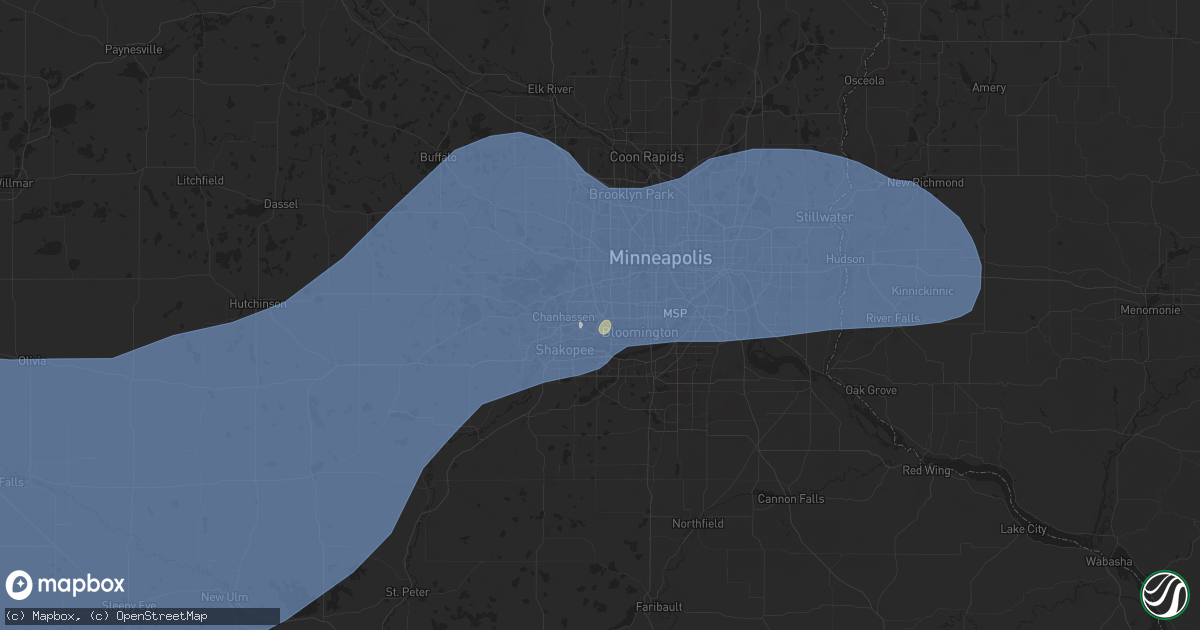 Hail map in Eden Prairie, MN on June 28, 2025