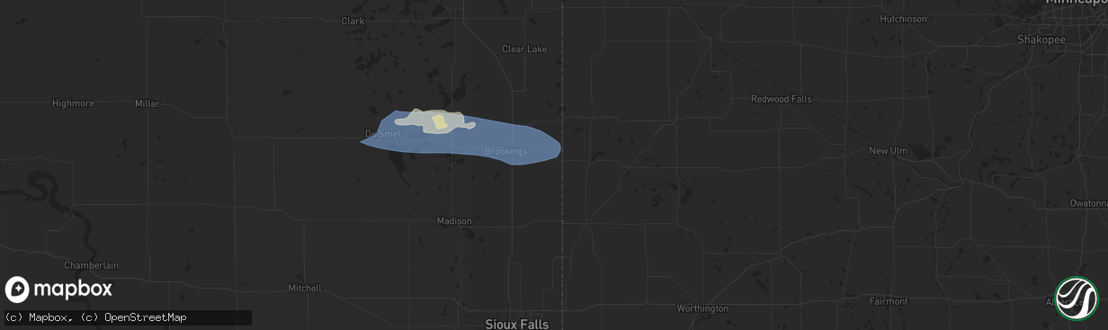 Hail map in Elkton, SD on June 28, 2025