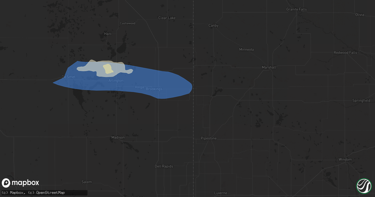 Hail map in Elkton, SD on June 28, 2025