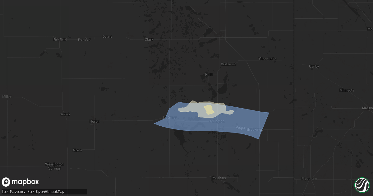 Hail map in Erwin, SD on June 28, 2025