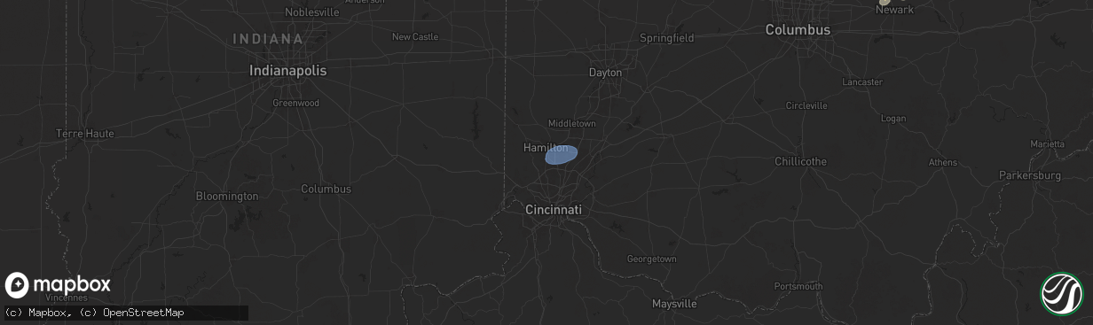 Hail map in Fairfield, OH on June 28, 2025