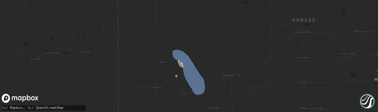 Hail map in Garden City, KS on June 28, 2025