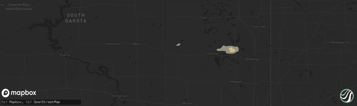 Hail map in Huron, SD on June 28, 2025