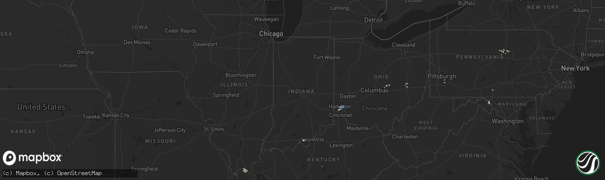Hail map in Indiana on June 28, 2025