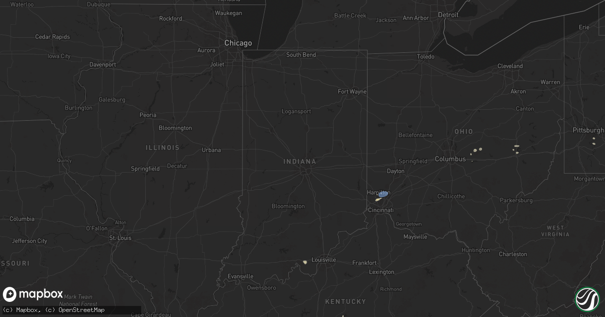 Hail map in Indiana on June 28, 2025