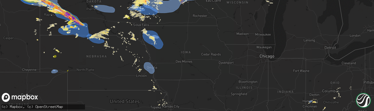 Hail map in Iowa on June 28, 2025