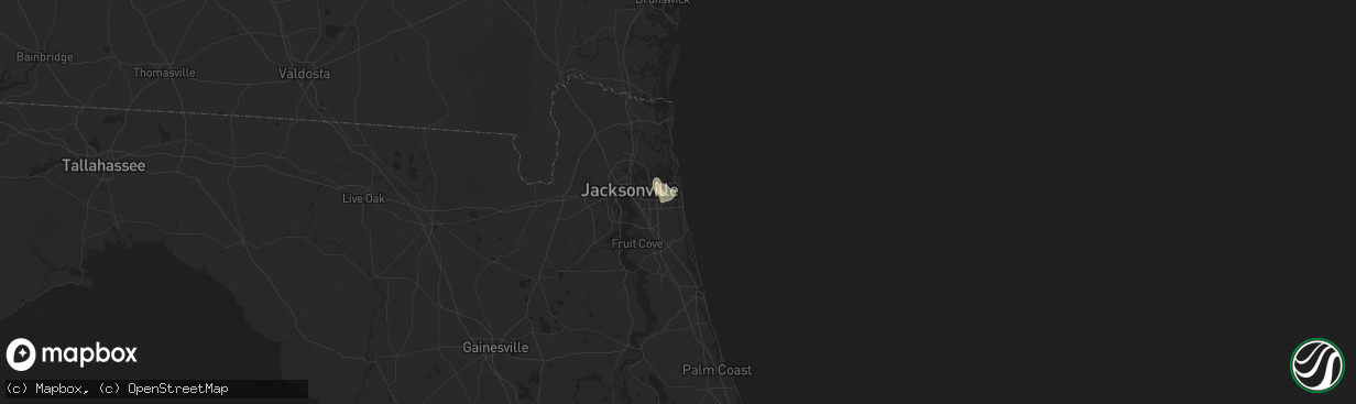 Hail map in Jacksonville Beach, FL on June 28, 2025