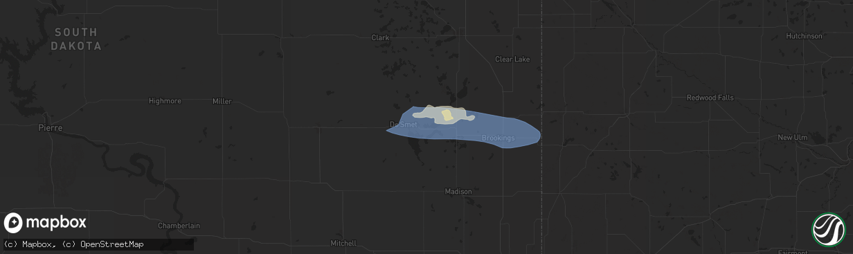 Hail map in Lake Preston, SD on June 28, 2025